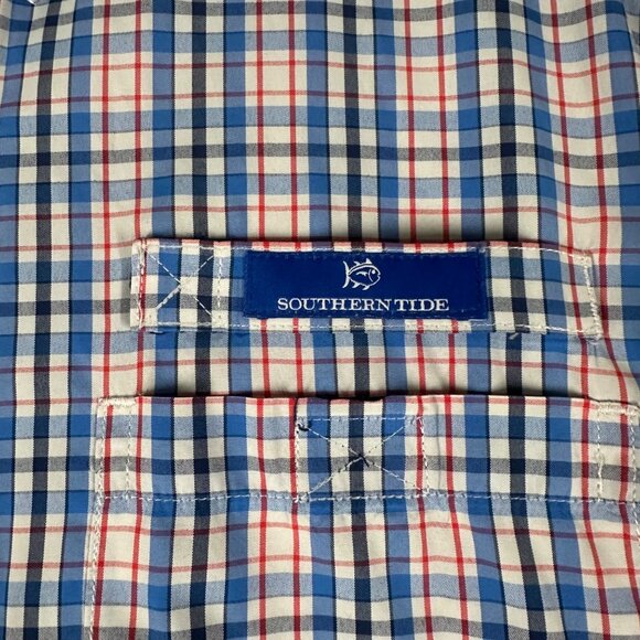 Southern Tide Mens Large Blue Plaid Vented Long Sleeve Button Up Classic Fit - Picture 8 of 16